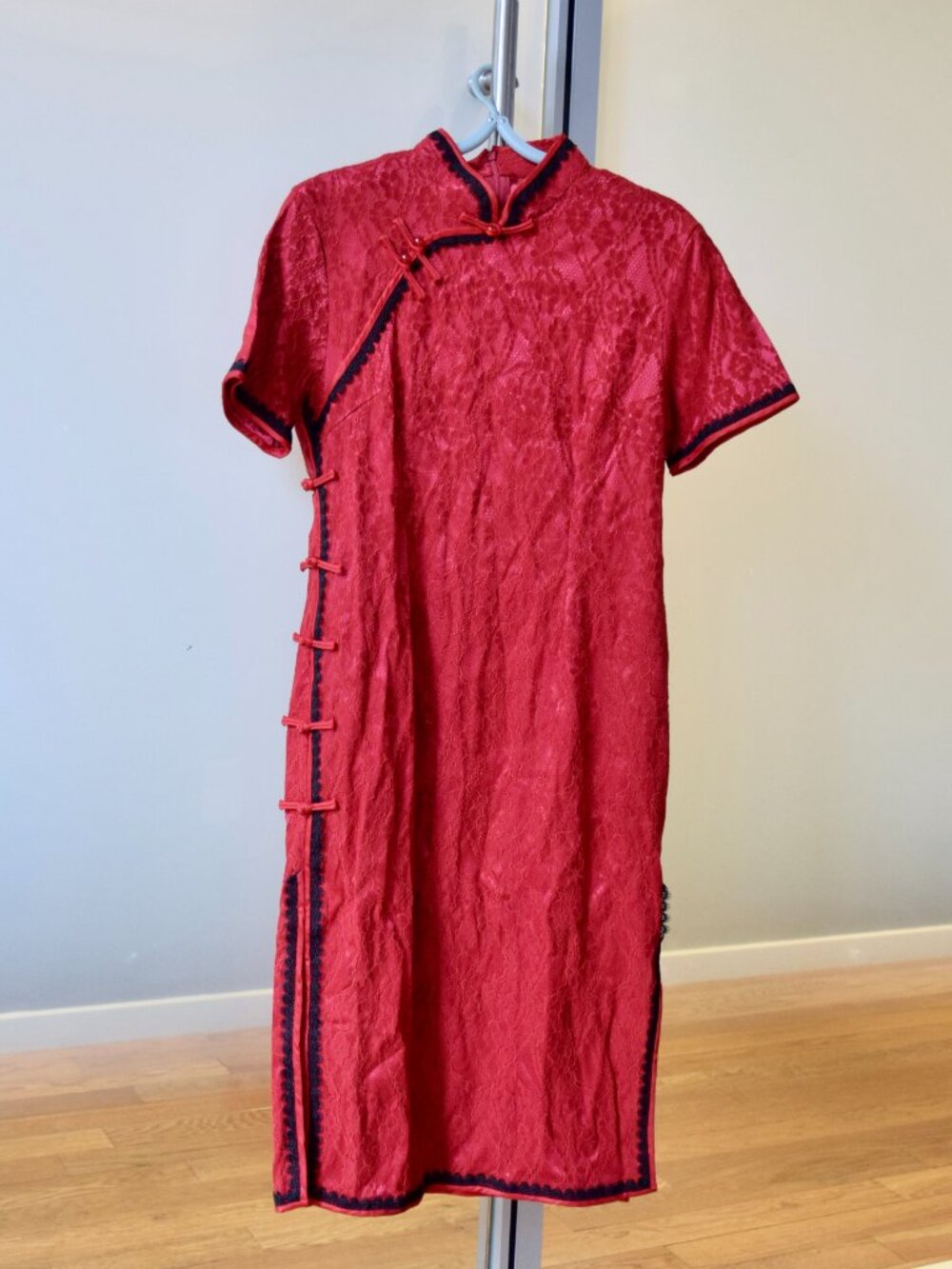Red Lace Flora Qipao Dress - Chinese Wedding Christmas Cheongsam